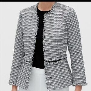 BNWT Banana Republic Peplum Tweed Jacket Grey Women's Size XS